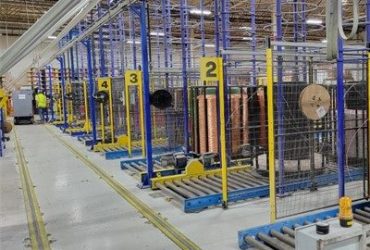 Industrial warehouse with organized equipment