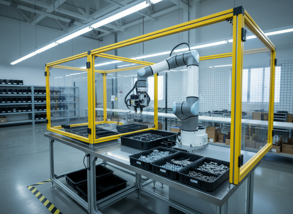 SCARA Robot sorting screws in a warehouse