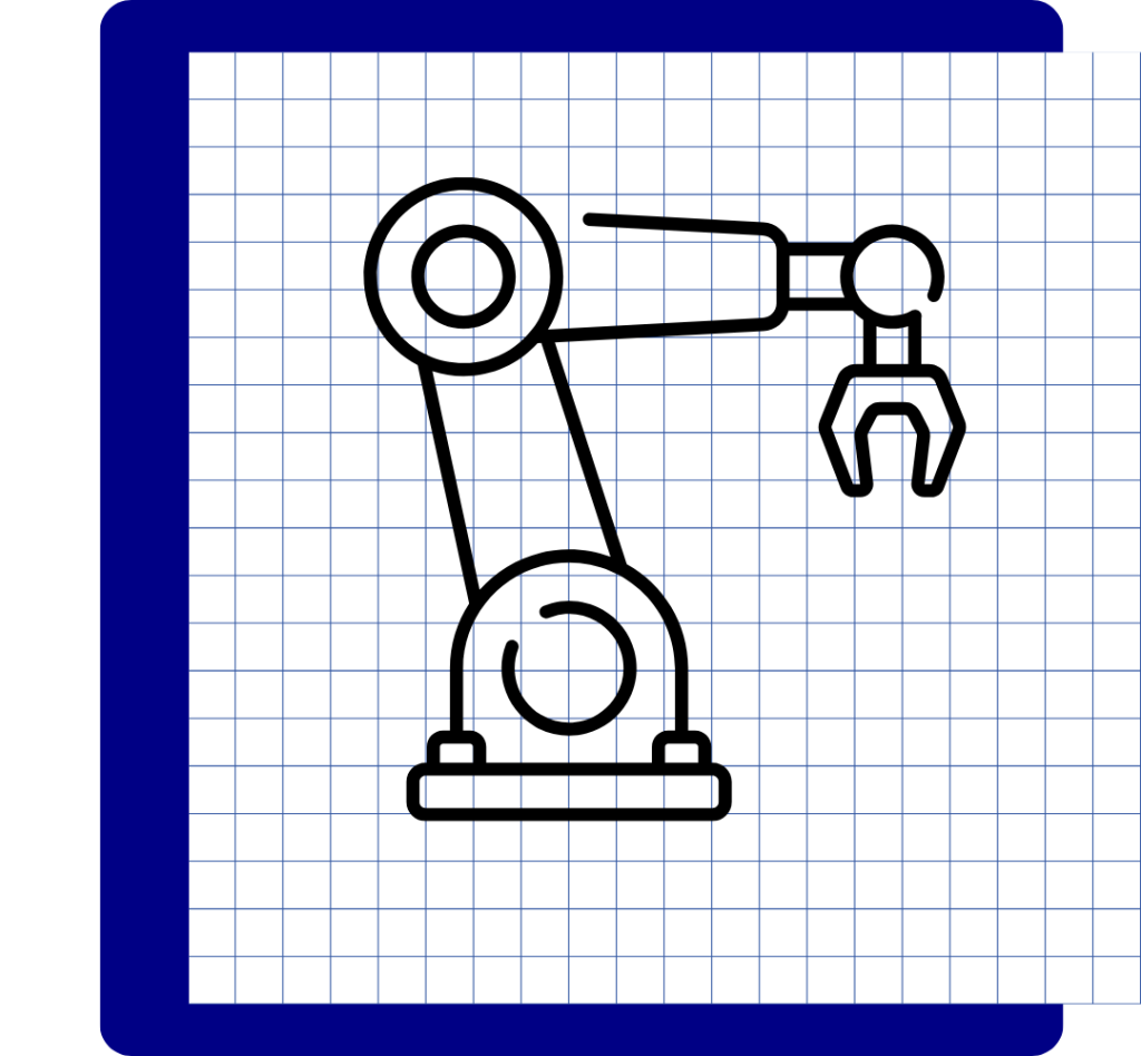 Sketch of a robotic arm on graph paper